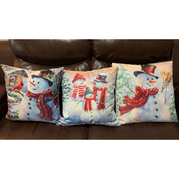 Christmas Snowman Frosty Winter Pillow Cover - Picture 4 of 7